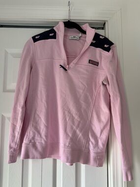 Vineyard Vines Pink Pullover with Navy Whale Yoke
